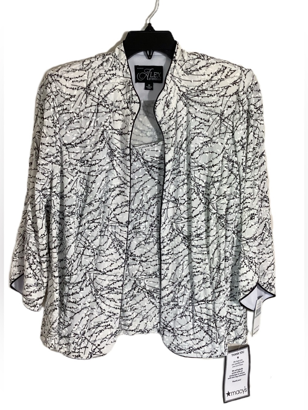 Alex Evenings Plus Mandarin Neck Glitter Twin Set 1X